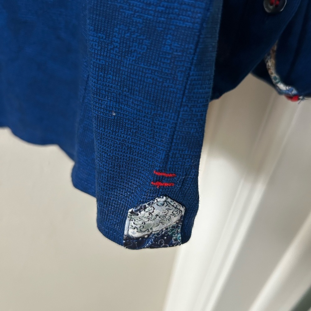 AuNoir Jewelry Blue Shirt with Patterned Collar - Picture 6 of 9